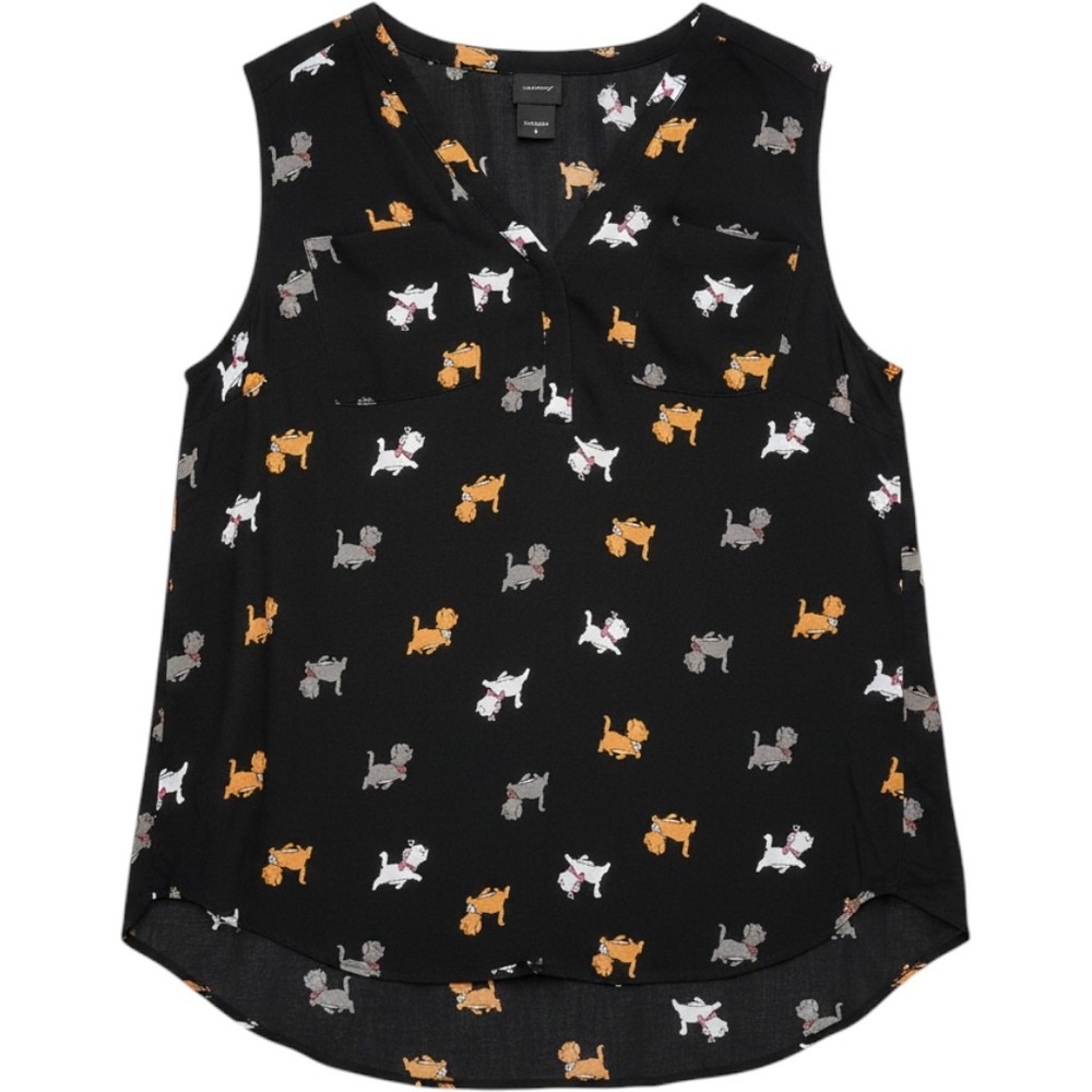 Disney Aristocats Marie Sheer Torrid 2 Sleeveless Work Blouse Black Size XL AOP